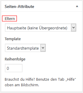 Wordpress Eltern Seiten Attribute